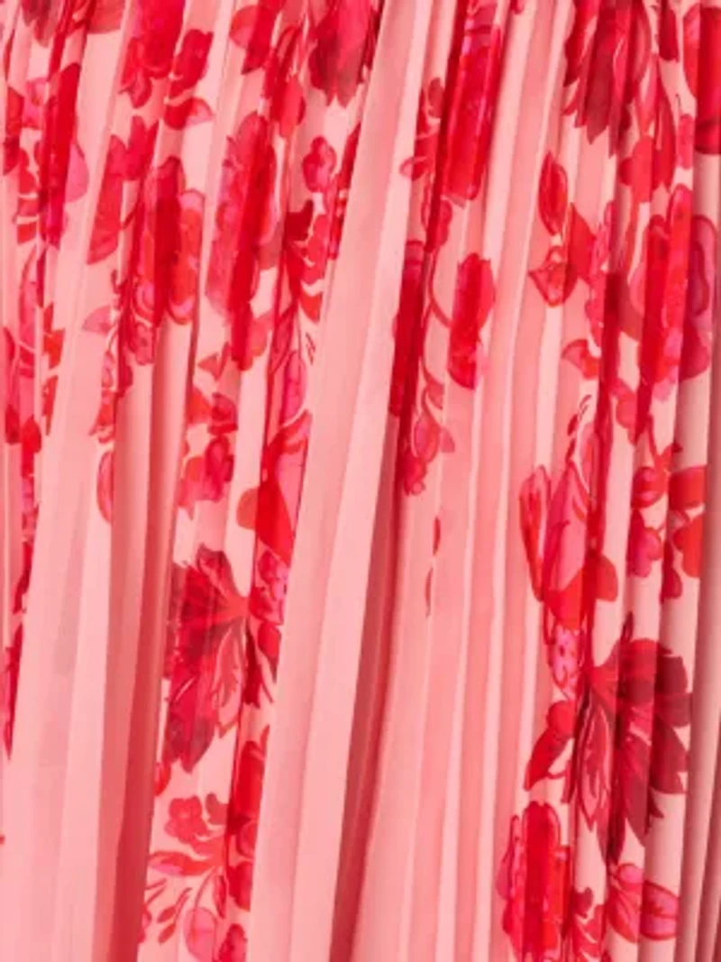 Print Pleat Chiffon Dress