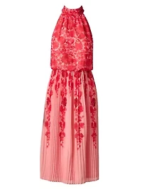 Print Pleat Chiffon Dress
