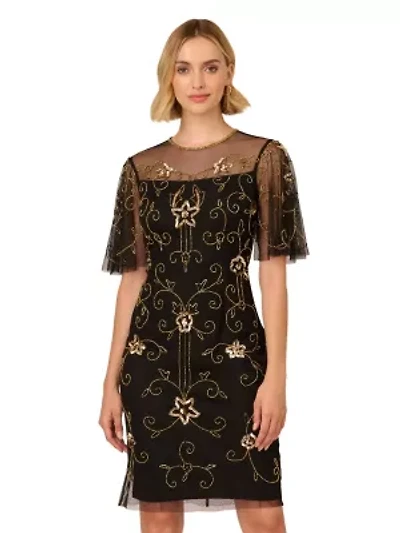 Beaded Illusion Neck Dress