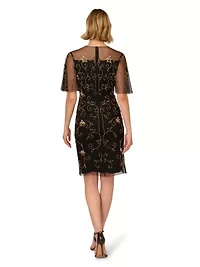 Beaded Illusion Neck Dress