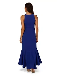 Beaded Crepe Halter Gown