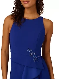 Beaded Crepe Halter Gown