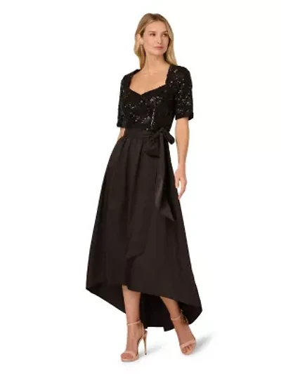 Sequin Combo Taffeta Gown