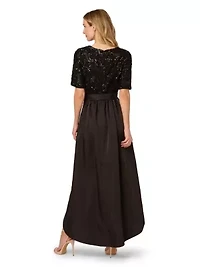 Sequin Combo Taffeta Gown