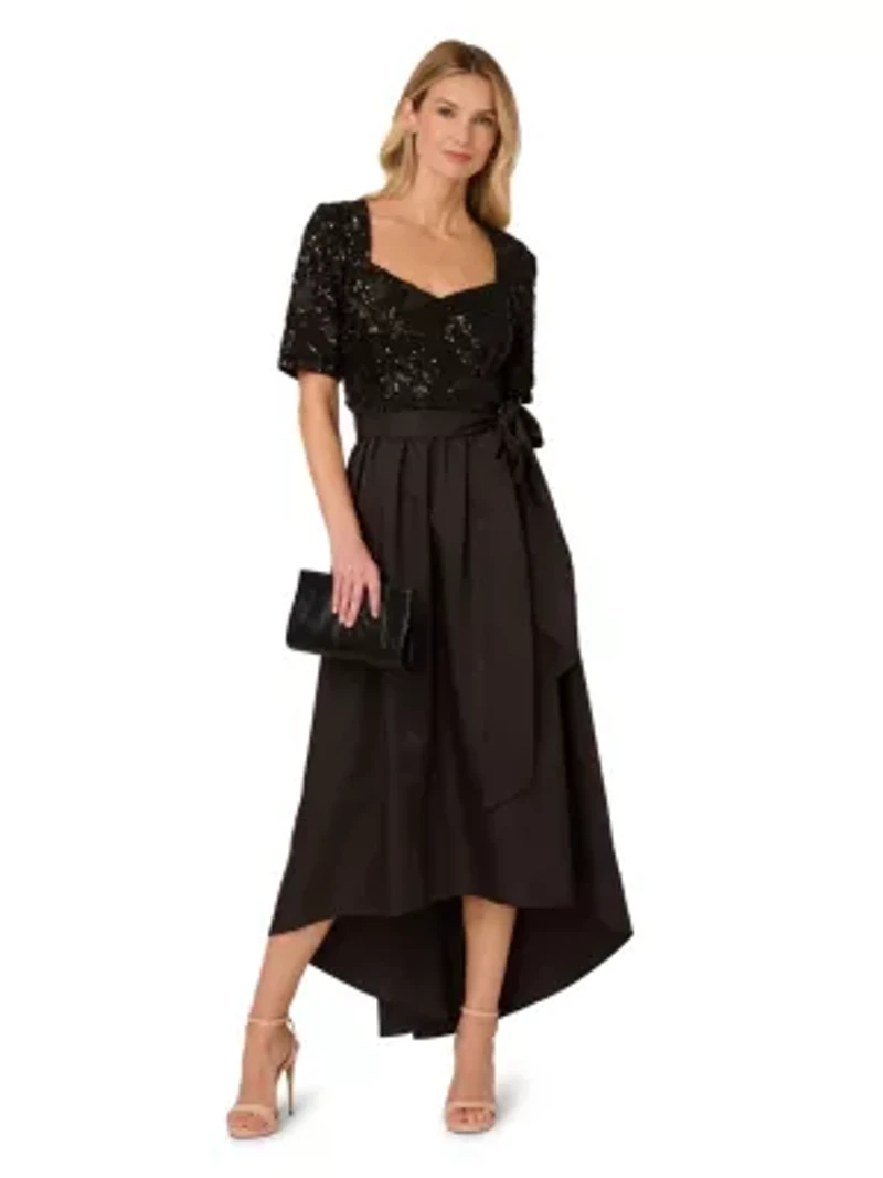 Sequin Combo Taffeta Gown
