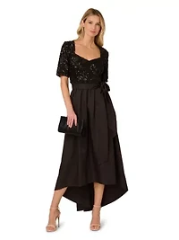 Sequin Combo Taffeta Gown