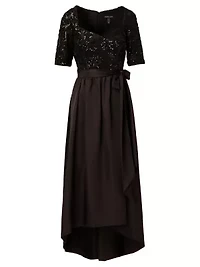 Sequin Combo Taffeta Gown