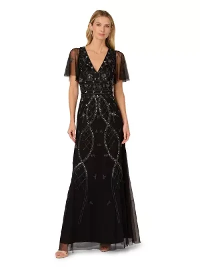 Bead Flutter Sleeve Dress