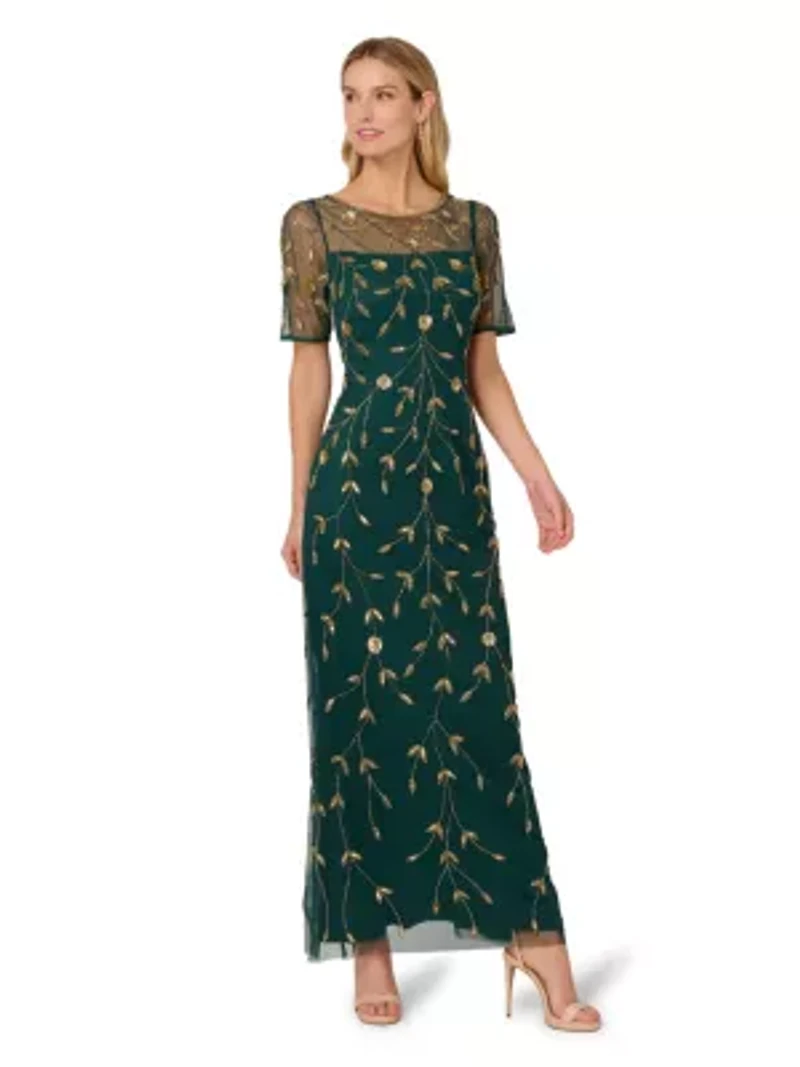 Bead Mesh Long Dress