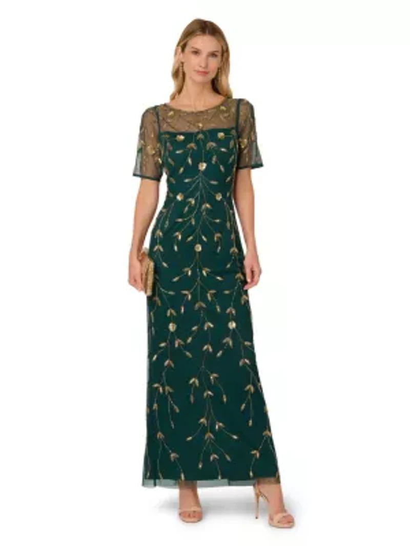 Bead Mesh Long Dress