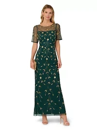 Bead Mesh Long Dress