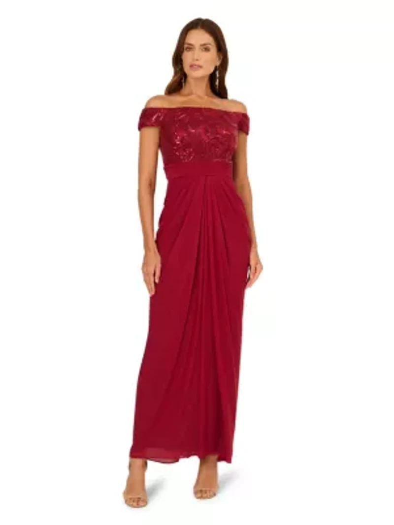 Sequin And Stretch Tulle Gown