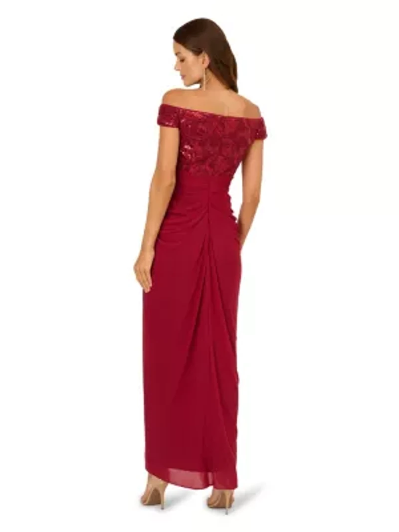 Sequin And Stretch Tulle Gown