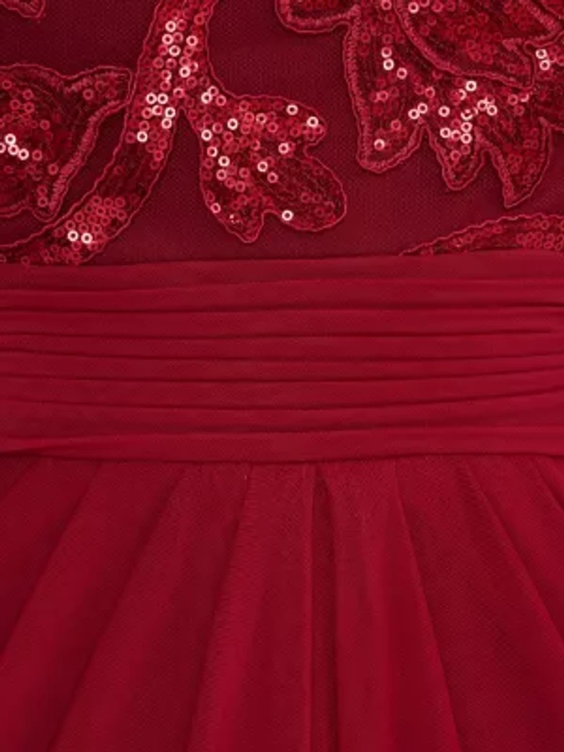 Sequin And Stretch Tulle Gown