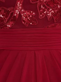 Sequin And Stretch Tulle Gown