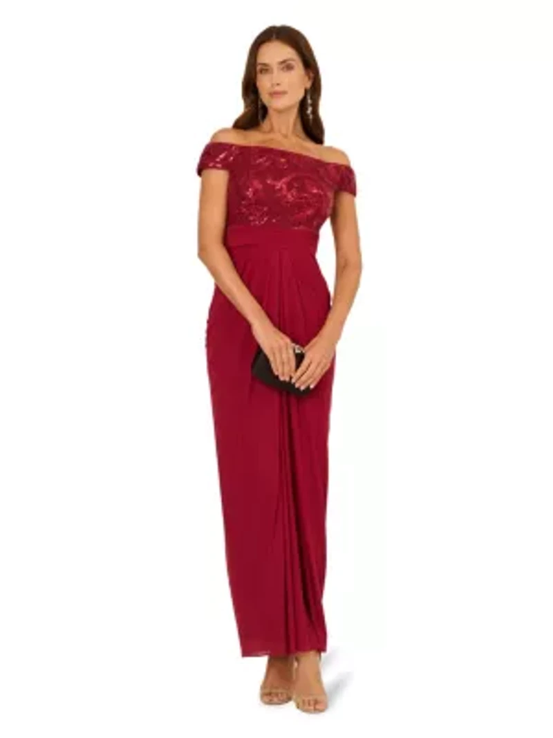 Sequin And Stretch Tulle Gown