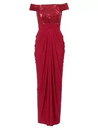 Sequin And Stretch Tulle Gown
