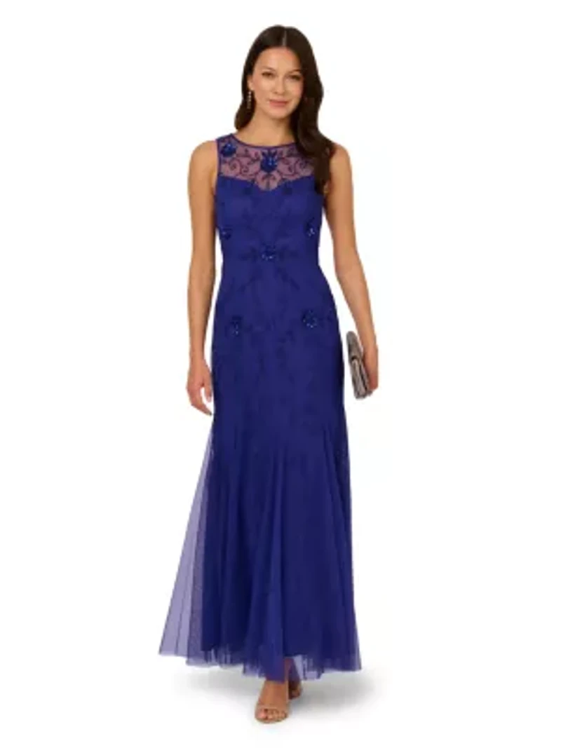 Bead Mesh Long Dress