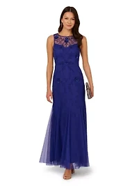 Bead Mesh Long Dress
