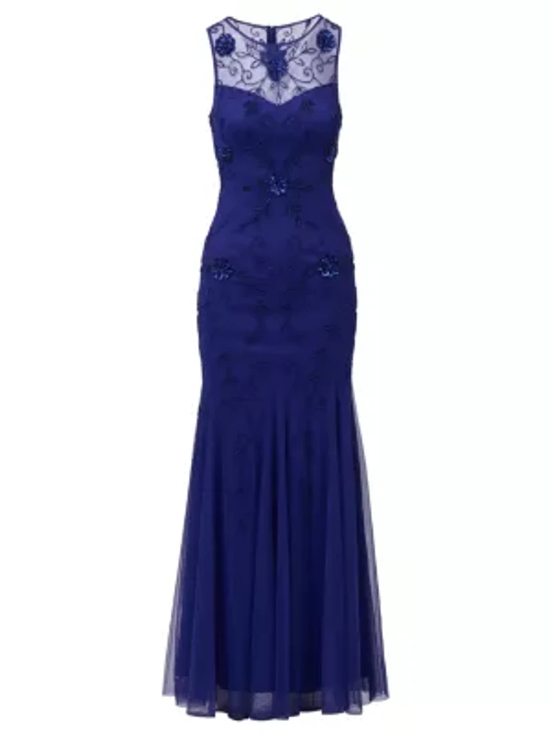 Bead Mesh Long Dress