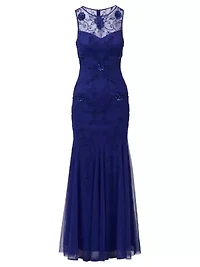Bead Mesh Long Dress