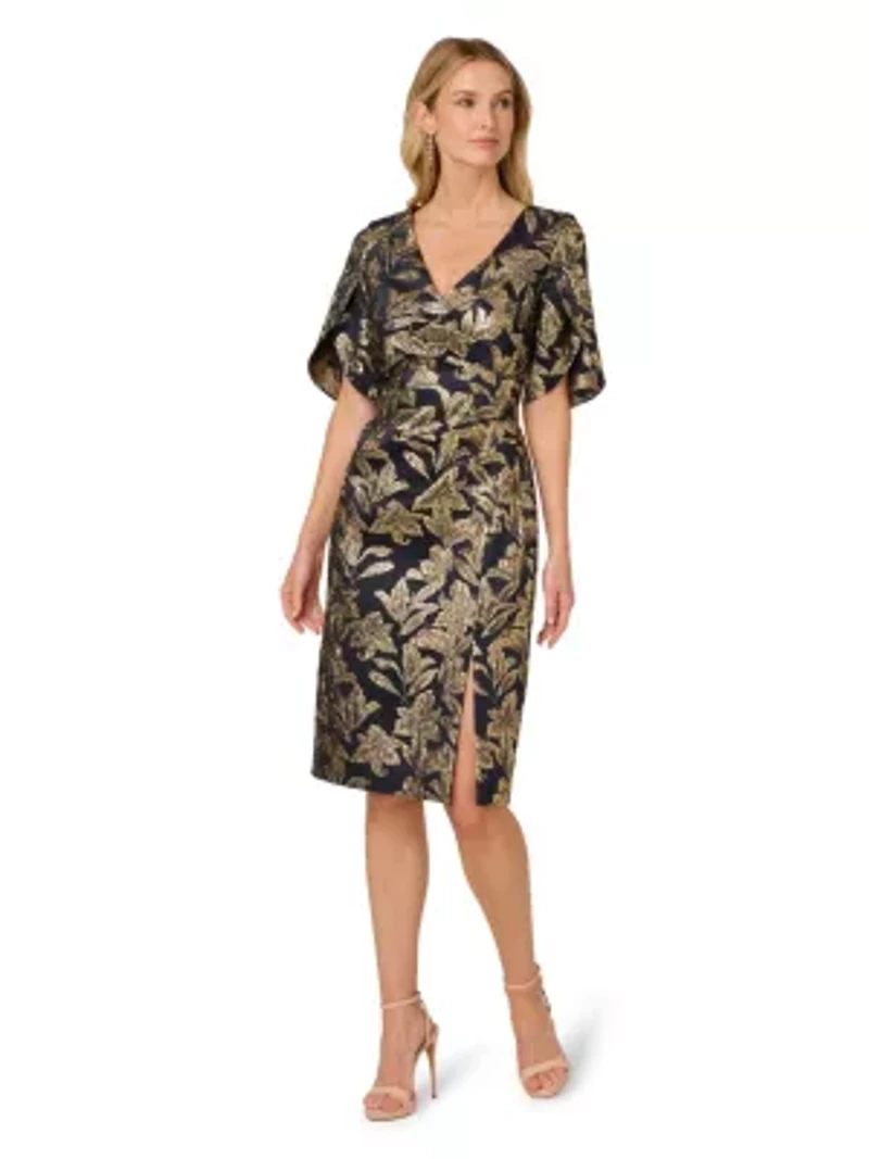 Stretch Jacquard Midi Dress