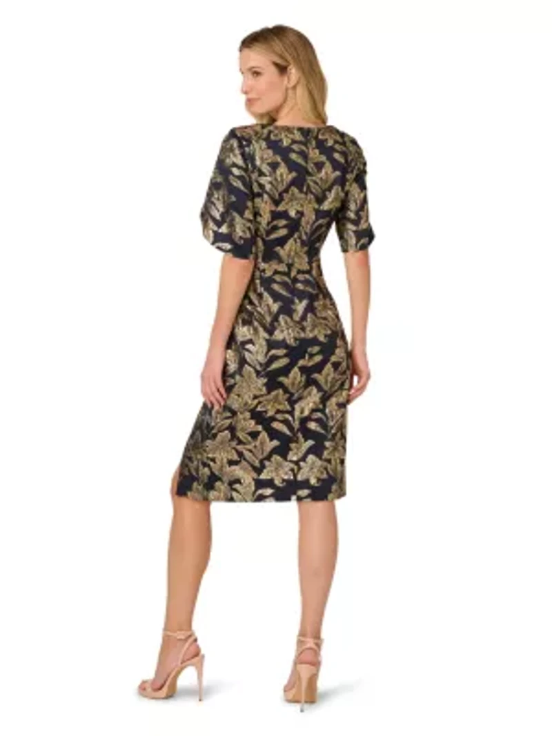 Stretch Jacquard Midi Dress