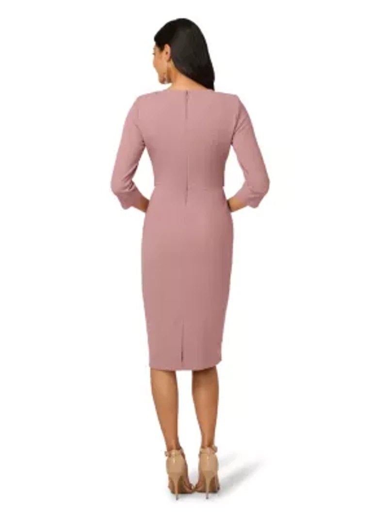 Women's Knit Crepe Tie Waist Sheath Dress
