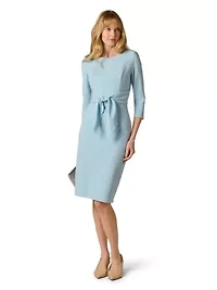 Women's Knit Crepe Tie Waist Sheath Dress