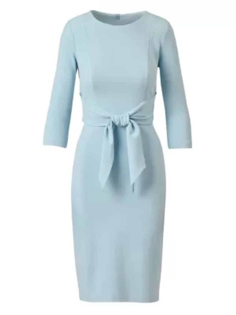 Women's Knit Crepe Tie Waist Sheath Dress