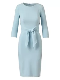 Women's Knit Crepe Tie Waist Sheath Dress