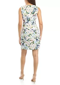 Women's Sleeveless Floral Printed Prada Sheath Dress