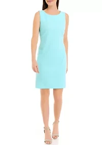 Women's Sleeveless Solid Scuba Crepe Sheath Dress