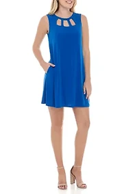Women's Solid Cut Out A Line Dress