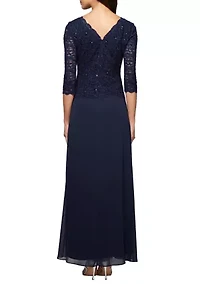 Sequin Lace Bodice Chiffon Gown