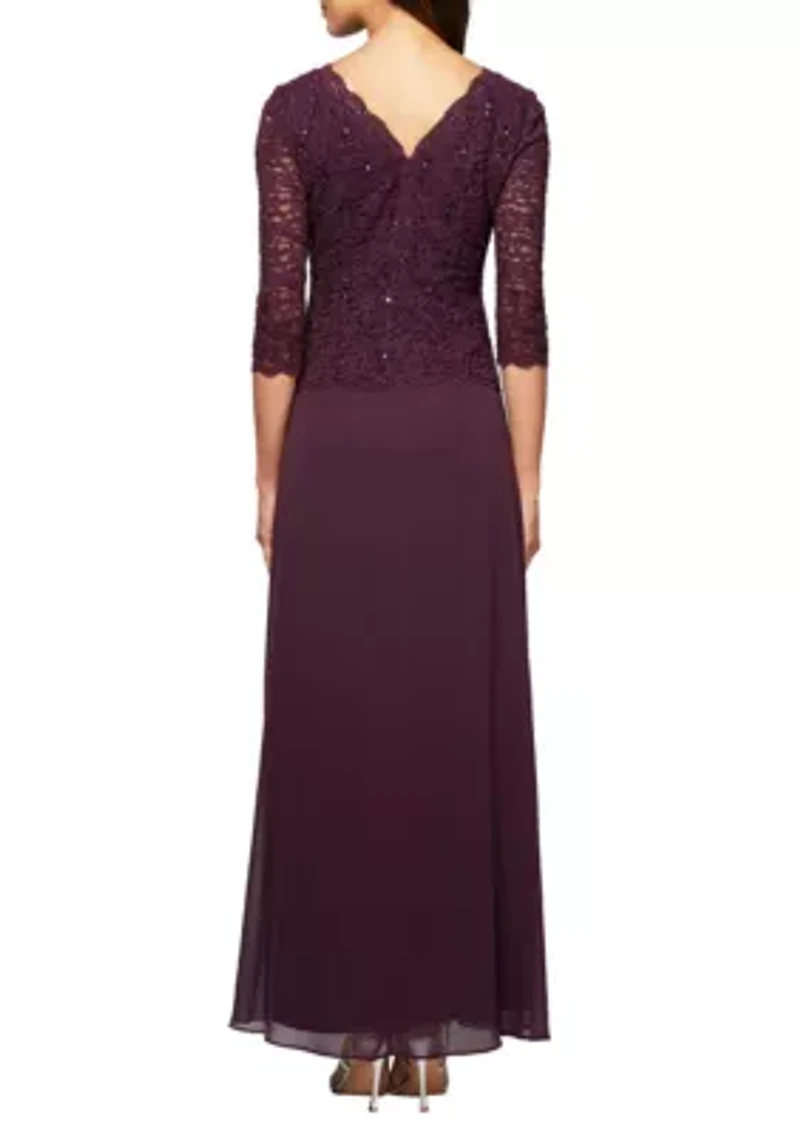 Sequin Lace Bodice Chiffon Gown