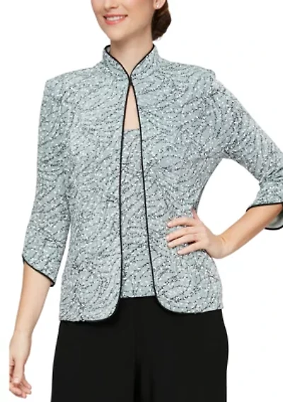 Textured Mandarin Neck Glitter Knit Twinset