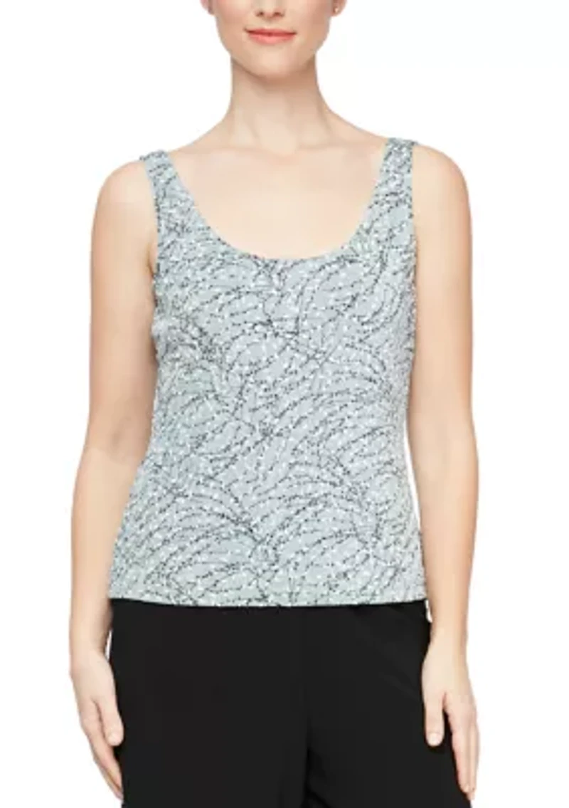 Textured Mandarin Neck Glitter Knit Twinset