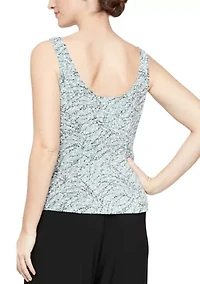 Textured Mandarin Neck Glitter Knit Twinset