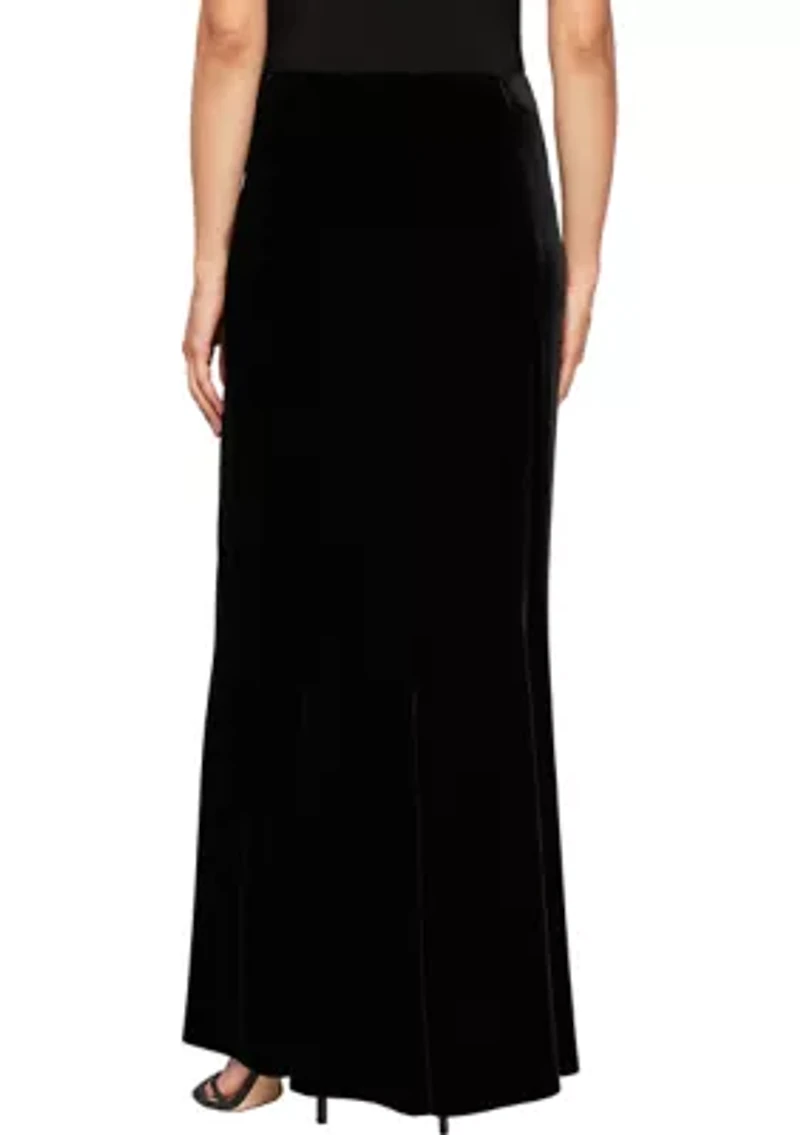 Women's Long Velvet Skirt with Fishtail Back