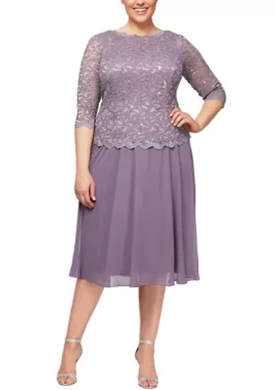 Plus Tea-Length Dress