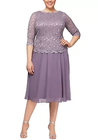 Plus Tea-Length Dress