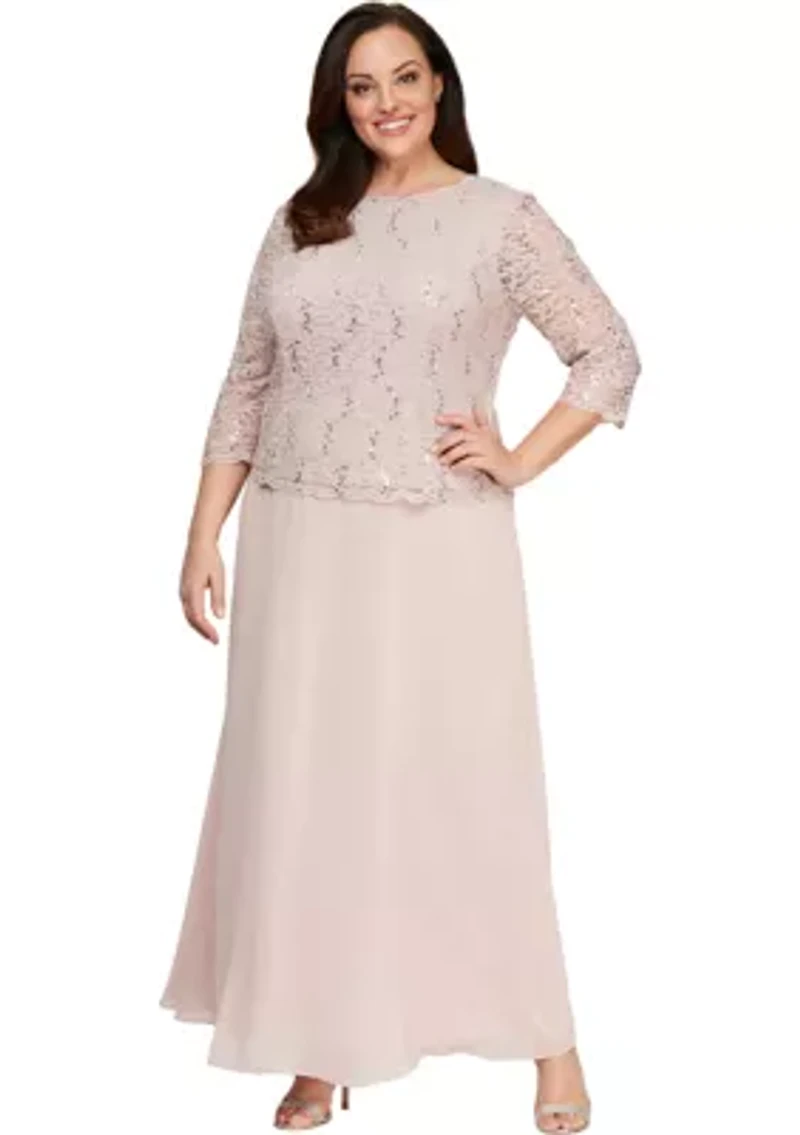 Plus Long Lace Mock Dress