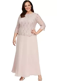 Plus Long Lace Mock Dress