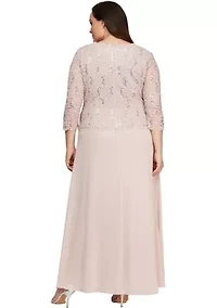 Plus Long Lace Mock Dress