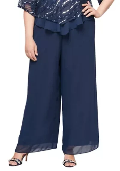 Plus Straight Leg Chiffon Pants