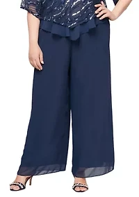 Plus Straight Leg Chiffon Pants