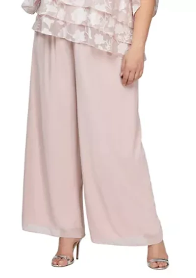 Plus Straight Leg Chiffon Pants