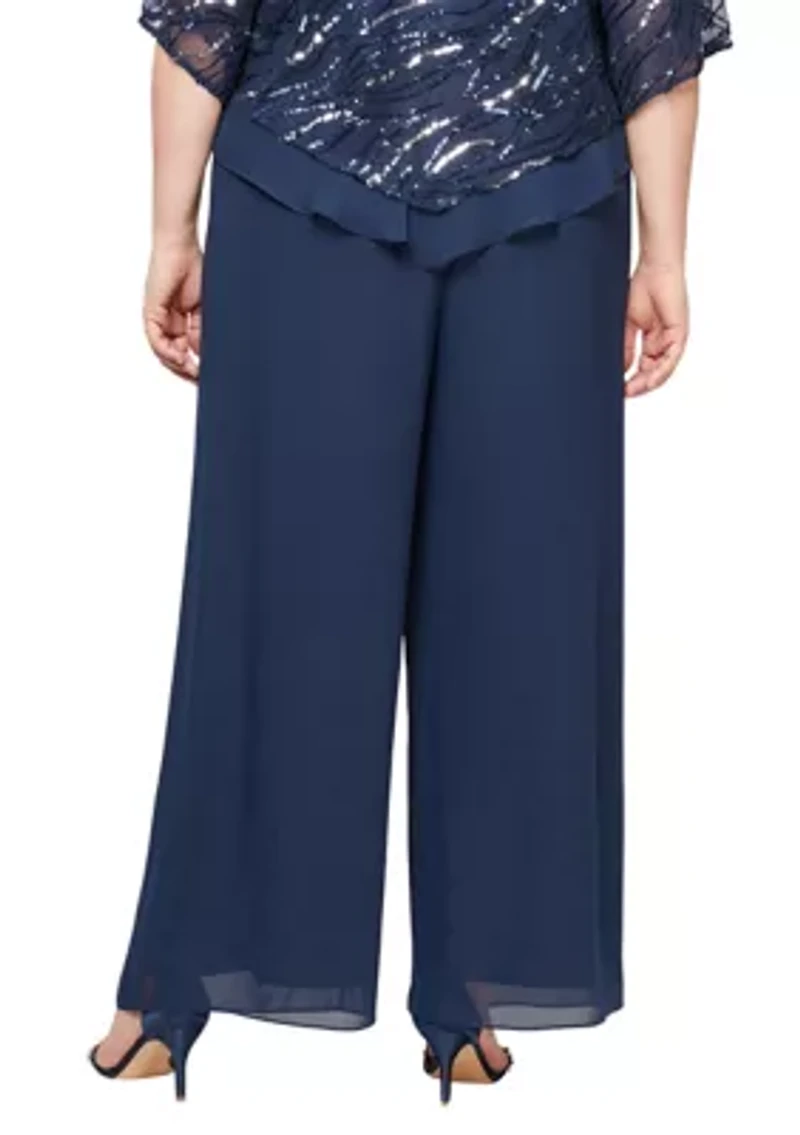 Plus Straight Leg Chiffon Pants