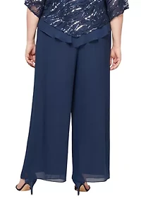 Plus Straight Leg Chiffon Pants